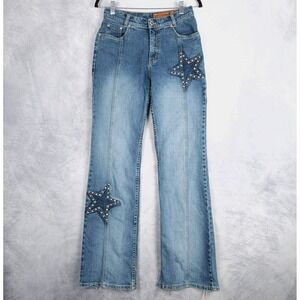Vintage Lawman Western Jeans Womens Juniors 5 Slim Boot Cut Studded Star Rodeo